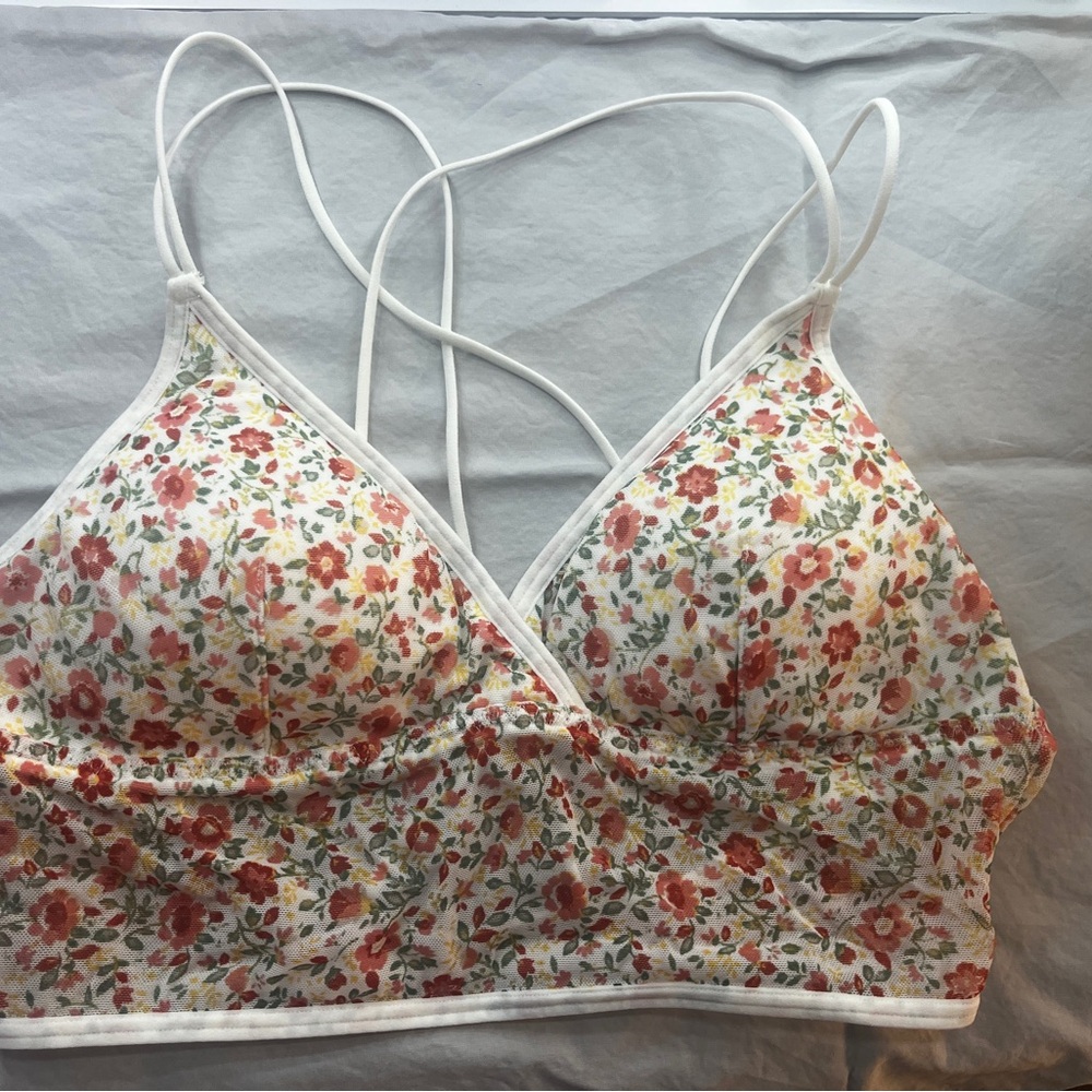 Floral Bralette with White Straps